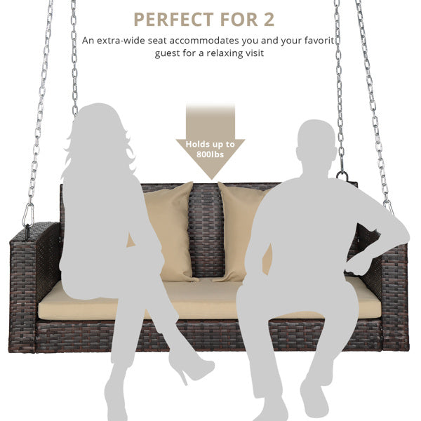 49 Inch Brown Gradient Rattan Beige Mat Woven Rattan Swing Without Swing Frame