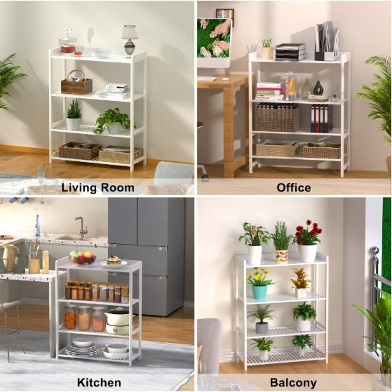 Sofa Table, Bamboo Console Table, 4-Tier Narrow Side Table With Open Shelves, Foyer Table Plant Stand For Entryway, Hallway, Kitchen, Living Room, Balcony And Bedroom