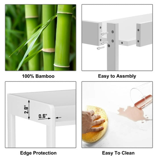 Sofa Table, Bamboo Console Table, 4-Tier Narrow Side Table With Open Shelves, Foyer Table Plant Stand For Entryway, Hallway, Kitchen, Living Room, Balcony And Bedroom