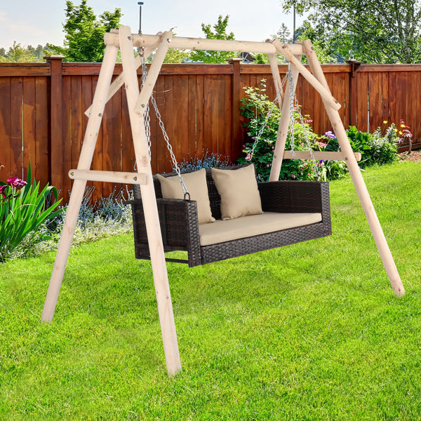 49 Inch Brown Gradient Rattan Beige Mat Woven Rattan Swing Without Swing Frame