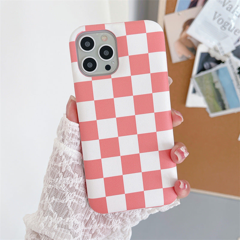 Checkerboard Air Cushion Leather Phone Case