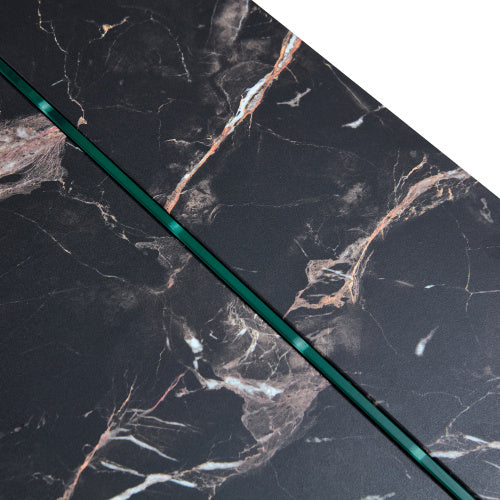 43.3x23.6 Black Marble-Patterned MDF Coffee Table With Tempered Glass Legs.Suitable For Living Room.It Can Be Used Not Only As A Coffee Table But Also As A Side Table Or Display Stand.