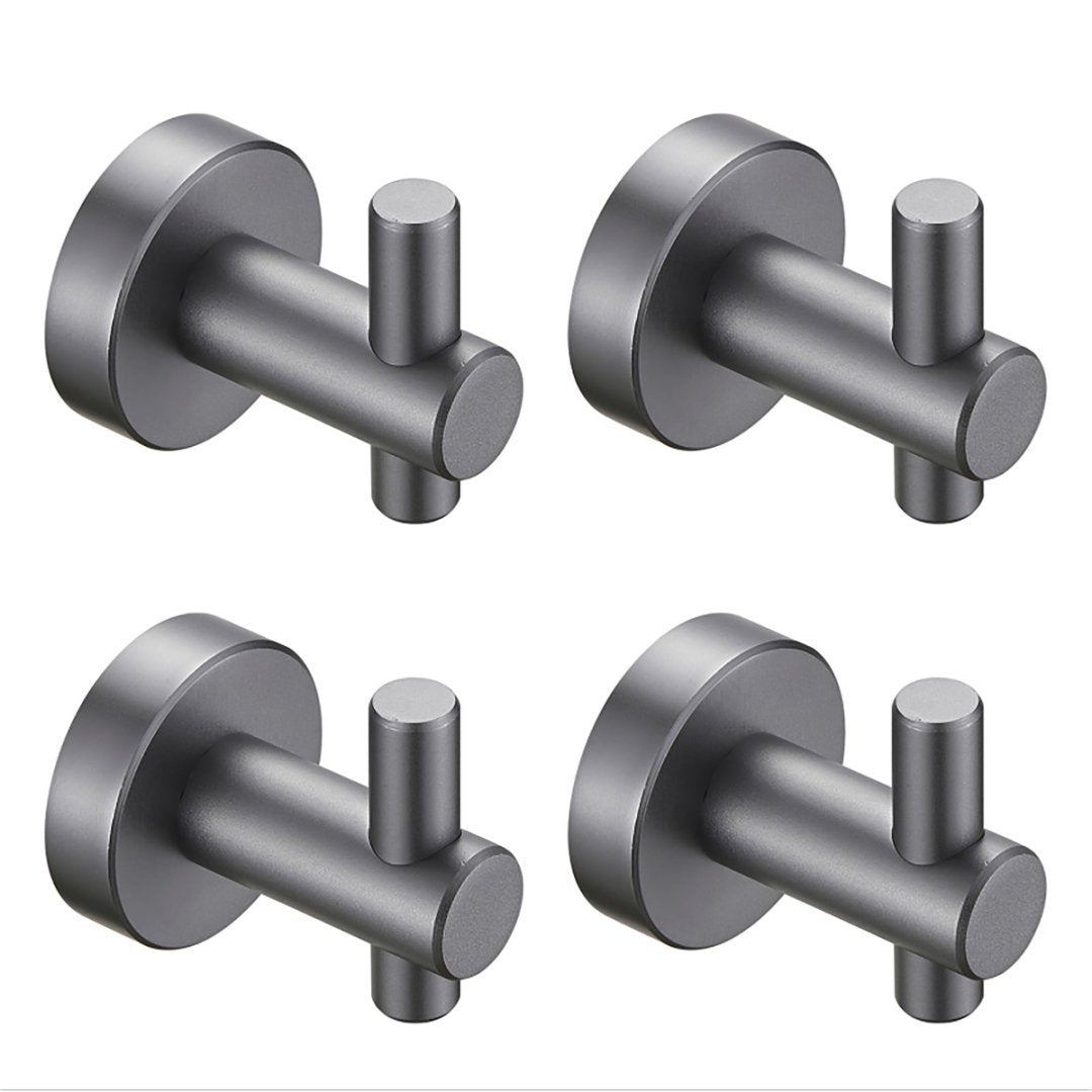 Round Base Wall Hanging Hook With Screws- Gun Grey Hook, 4 Pack, For Entry Shoe Cabinet, Wardrobe Bathroom Bedroom Furniture Hardware
