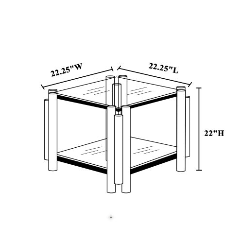 Modern Stainless Steel Coffee Table Set  Set Of 2, Double-Layer Clear Tempered Glass Table Top, Coffee Table  End Side Table 2-Pieces Sets For Living Room Home Office