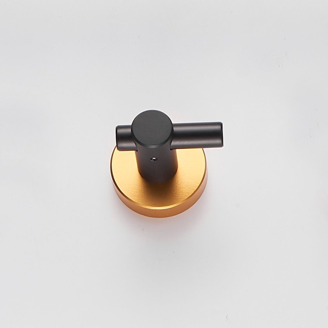 Round Base Wall Hanging Hook With Screws- Black Gold Hook, 4 Pack, For Entry Shoe Cabinet, Wardrobe Bathroom Bedroom Furniture Hardware