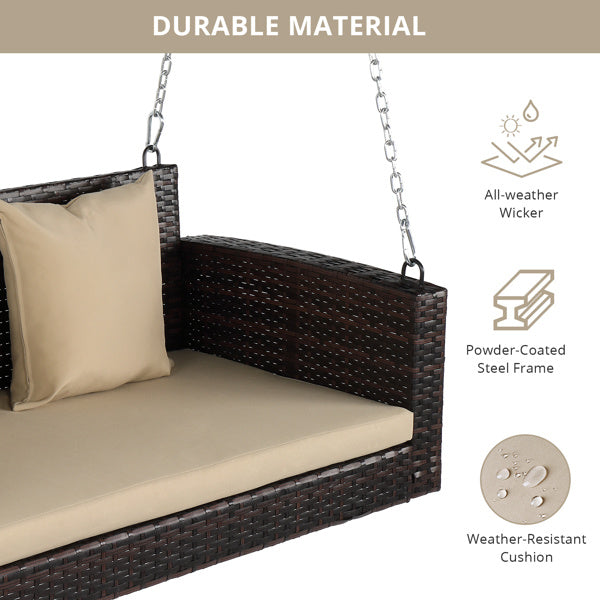 49 Inch Brown Gradient Rattan Beige Mat Woven Rattan Swing Without Swing Frame