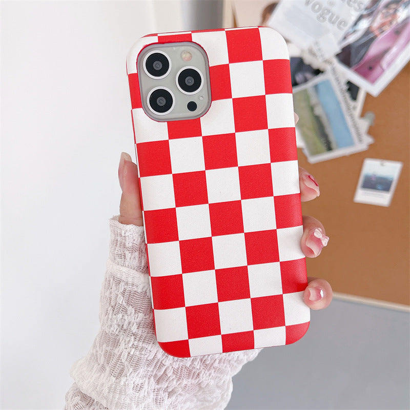 Checkerboard Air Cushion Leather Phone Case