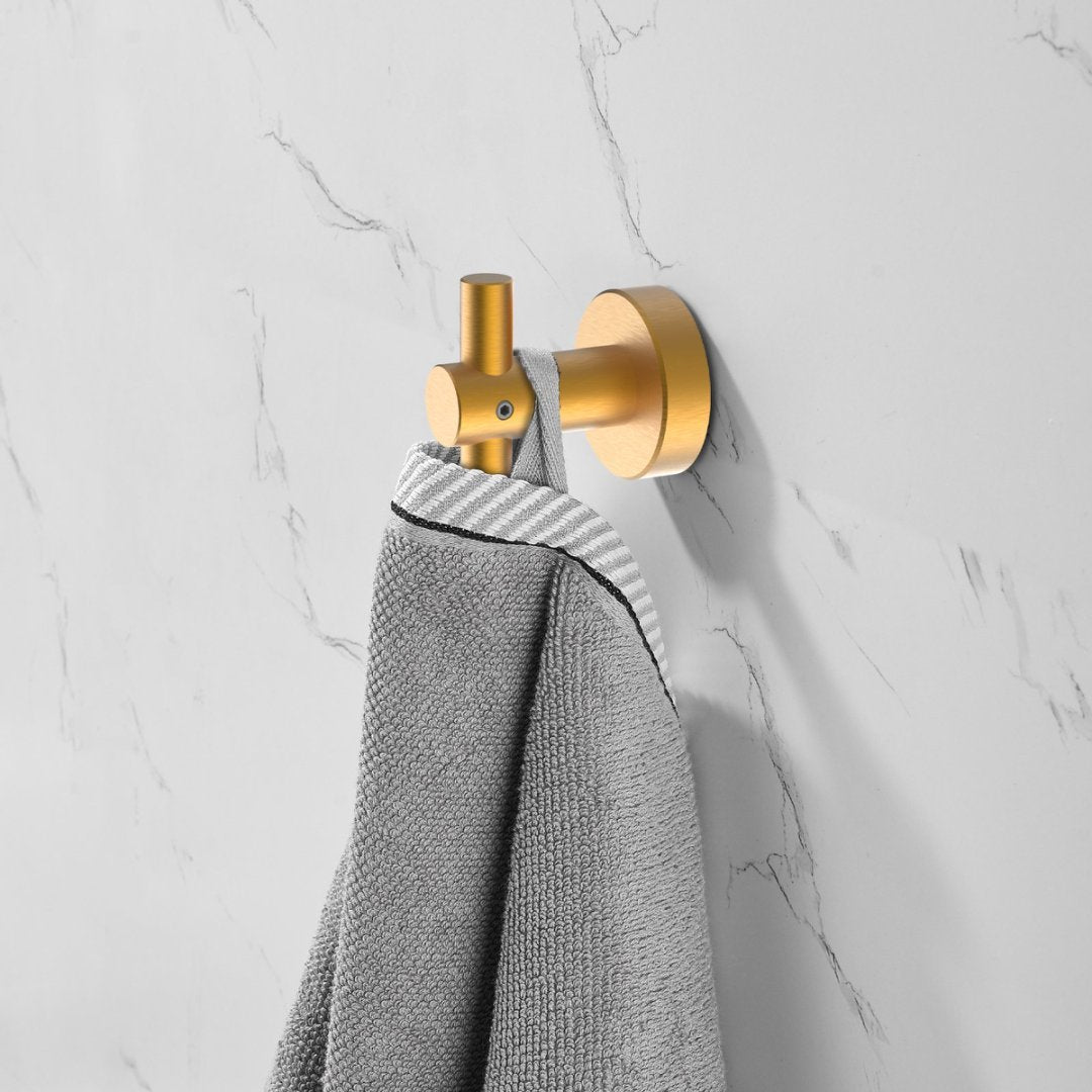 Round Base Wall Hanging Hook With Screws- Brushed Gold Hook, 2 Pack, For Entry Shoe Cabinet, Wardrobe Bathroom Bedroom Furniture Hardware